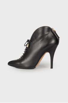 Black lace-up ankle boots