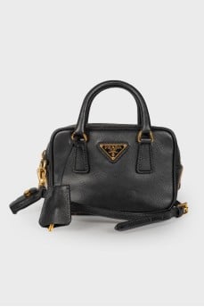Leather mini bag with keyring