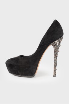 Shoes with rhinestone heels