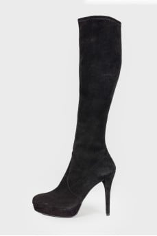 Suede high heel boots