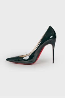 Dark green patent leather shoes