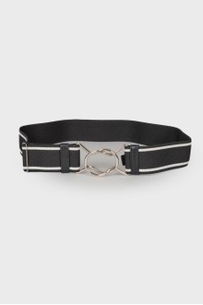 Textile belt with silver-tone hardware