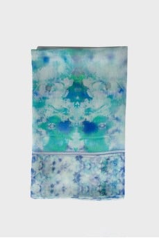 Blue silk scarf with tag