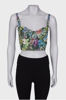 Silk top in floral print