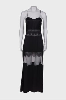Maxi dress with lace inserts