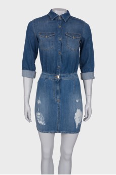 Ripped effect denim dress