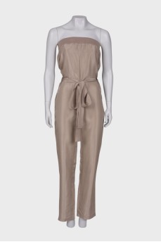 Silk jumpsuit on the belt