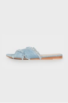 Fringed textile slippers