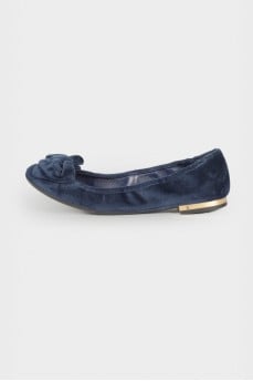 Textile navy blue ballet flats