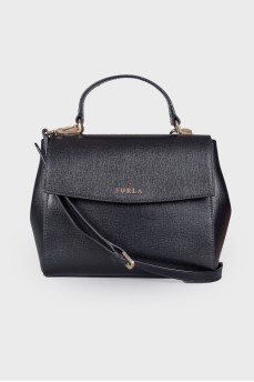 Black leather shoulder bag