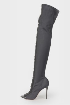 Black peep toe over the knee boots