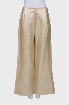 Golden linen palazzo trousers