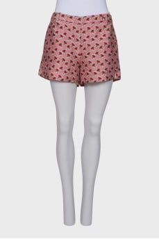 Printed silk shorts