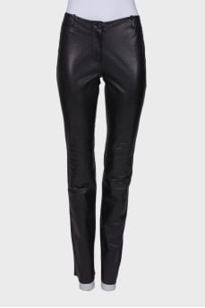 Straight fit leather trousers