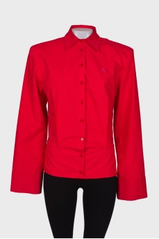 Red draped shirt