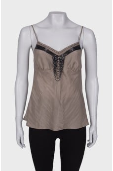 Silk T-shirt with decor