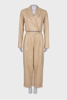 Beige linen suit