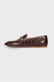 Brown embossed loafers