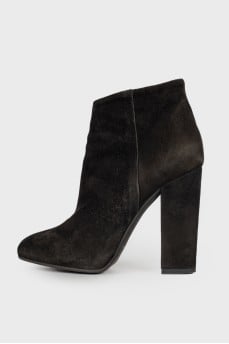Black suede heeled ankle boots