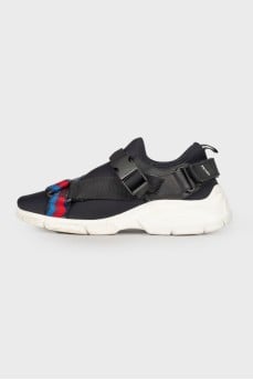 Textile sneakers with straps
