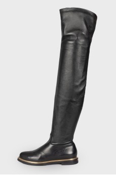 Black leather boots