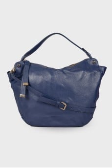 Blue leather shoulder bag