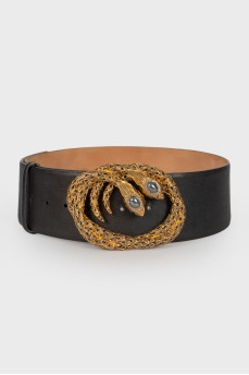 Wide leather belt