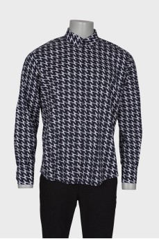 Men's black and white print shirt