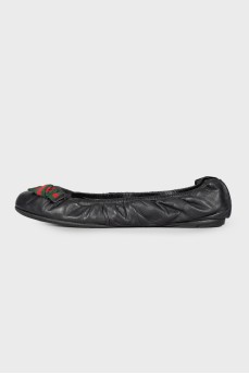 Black leather ballerina shoes