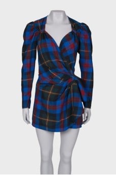 Wrap check dress