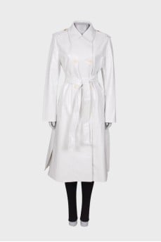 White embossed trench coat with tag