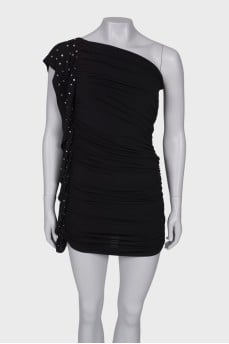 Draped dress with rhinestones