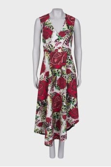 White dress in floral print