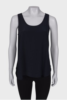 Navy blue silk tank top