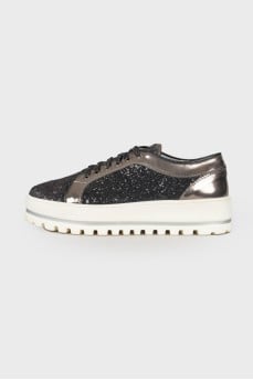 Sneakers with lace and glitter