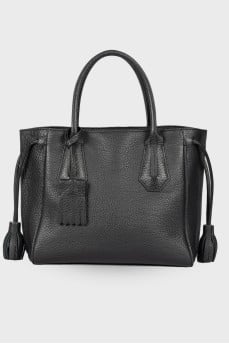 Tassel leather tote bag
