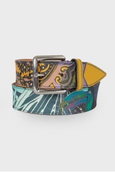 Printed leather belt