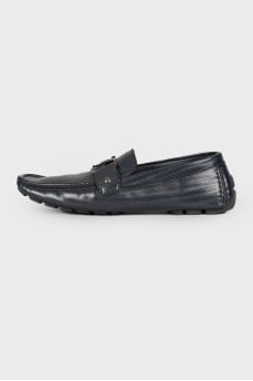 Men's dark blue moccasins