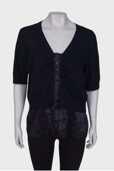 Navy blue embroidered T-shirt