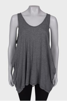 Gray tank top with back embroidery