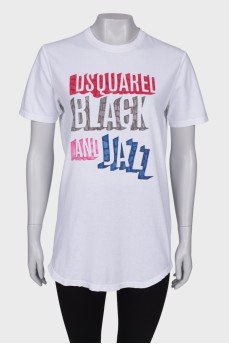 White long print T-shirt