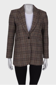 Straight-cut plaid jacket