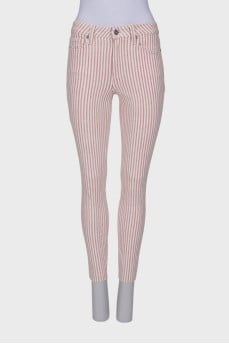White striped jeans with tag