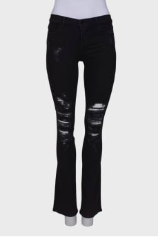Washed flared jeans