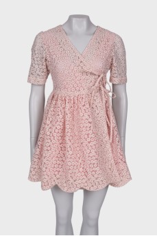 Pink floral wrap dress