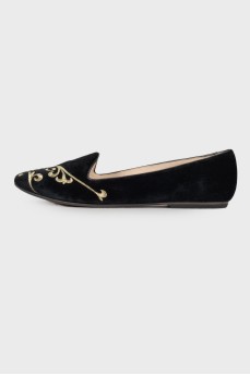 Textile ballerinas with embroidery