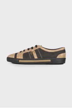 Textile black and gold sneakers