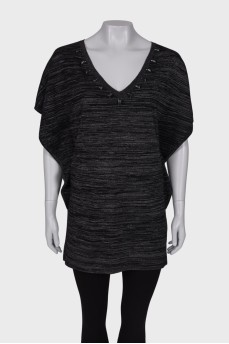 Black and silver blouse with rhinestones