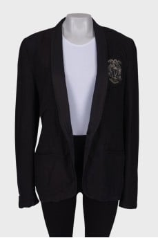 Linen jacket with beaded embroidery