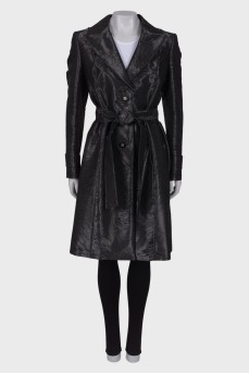 Charcoal patterned trench coat